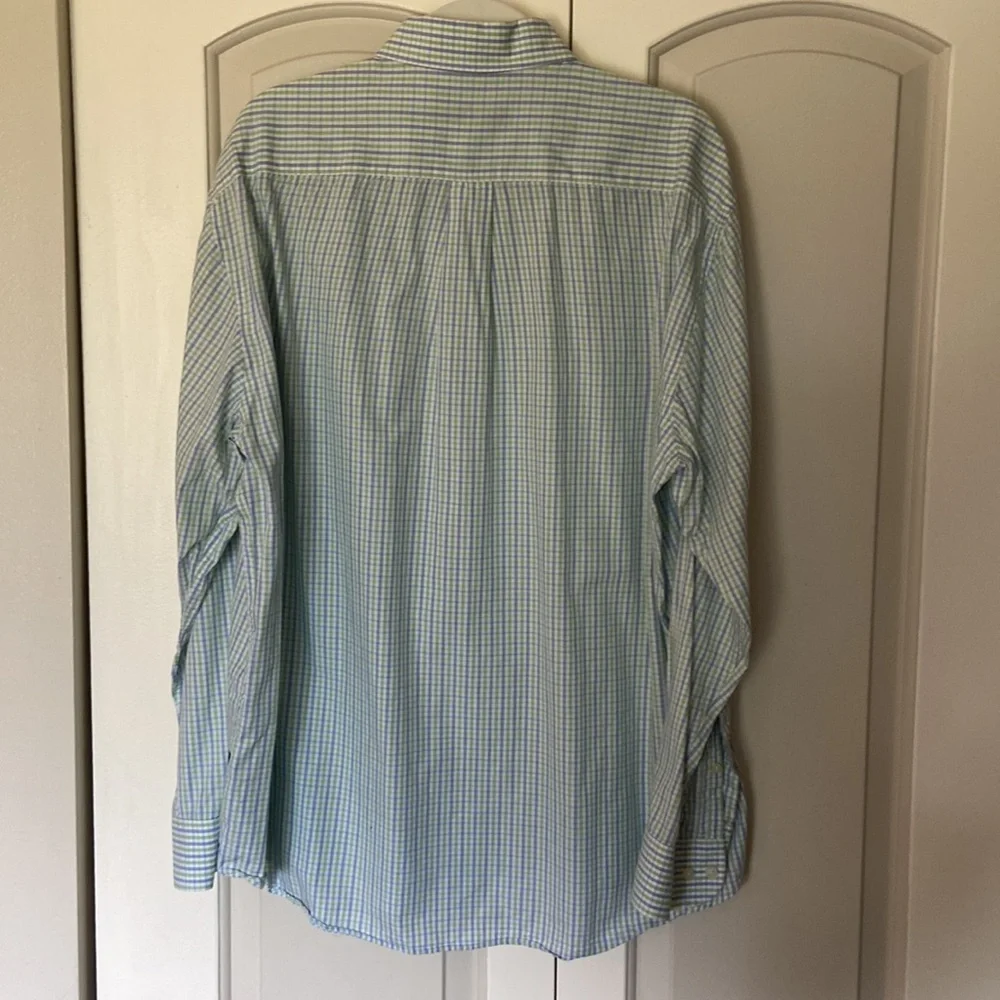 Men’s Alan Flusser small plaid green and blue button down, Size XL, Lightweight - Picture 7 of 17